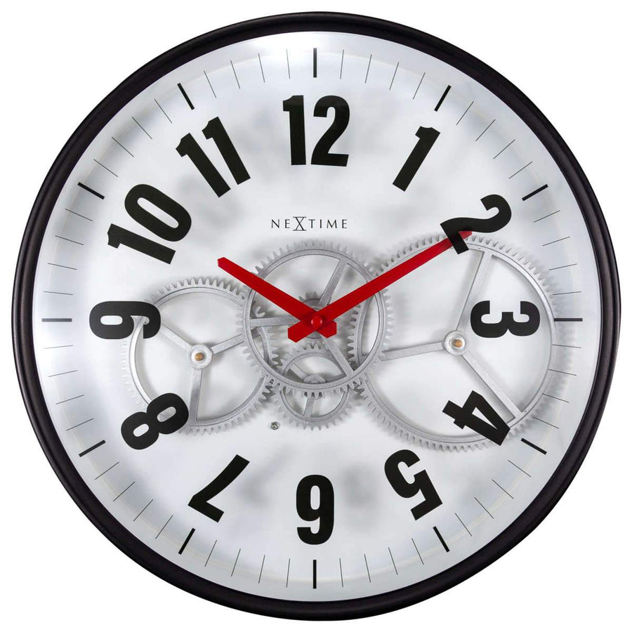 NeXtime Modern Moving Gears Wall Clock White 36cm 573259WI 1