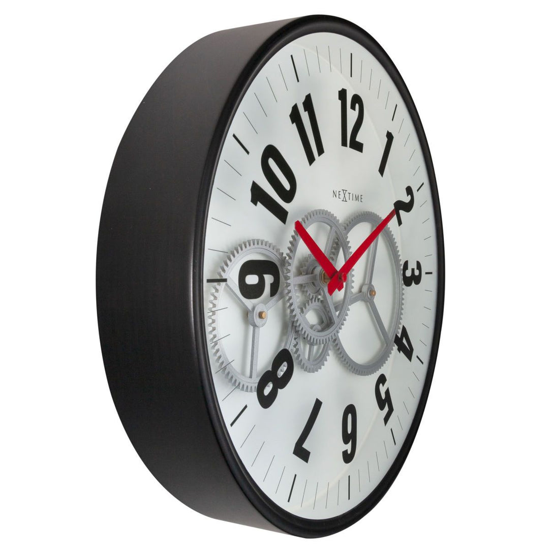 NeXtime Modern Moving Gears Wall Clock White 36cm 573259WI 2