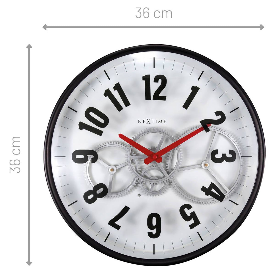 NeXtime Modern Moving Gears Wall Clock White 36cm 573259WI 4