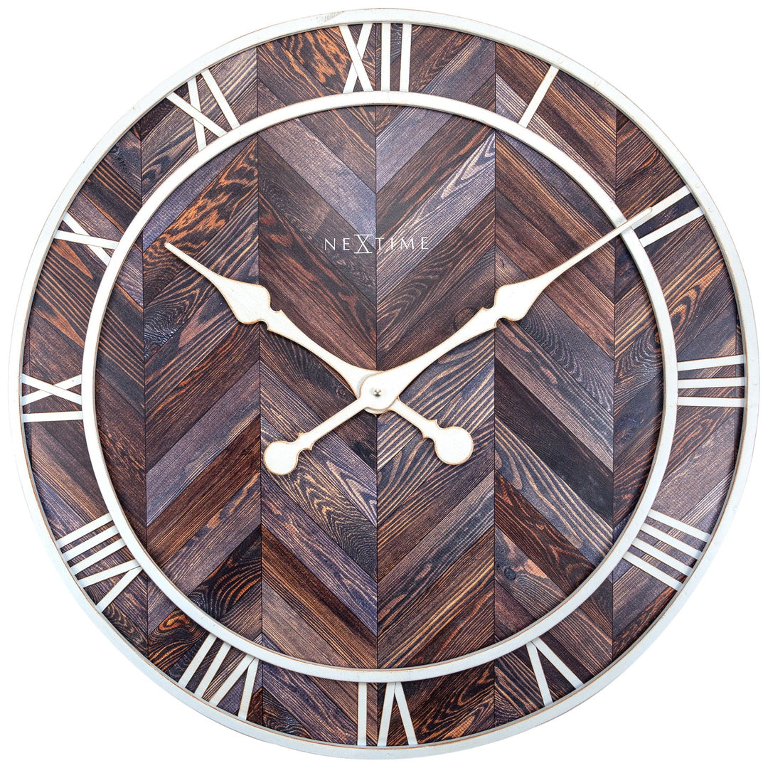 NeXtime Roman Vintage Open Wooden Wall Clock Dark Brown 58cm 573245BR 1