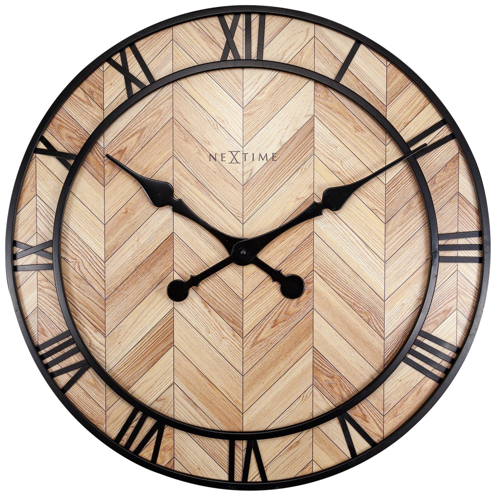 NeXtime Roman Vintage Open Wooden Wall Clock Light Brown 58cm 573245LB 1