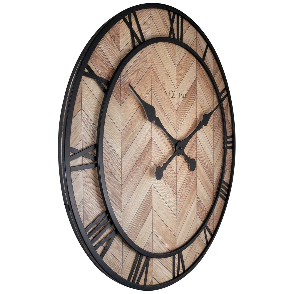 NeXtime Roman Vintage Open Wooden Wall Clock Light Brown 58cm 573245LB 2