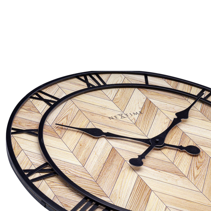 NeXtime Roman Vintage Open Wooden Wall Clock Light Brown 58cm 573245LB 4