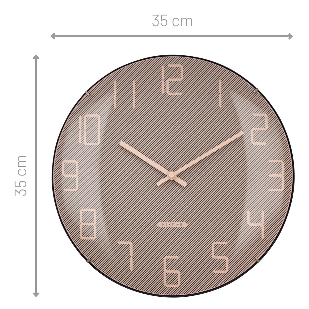 NeXtime Shade Domed Glass Wall Clock Pink 35cm 573299RZ 2