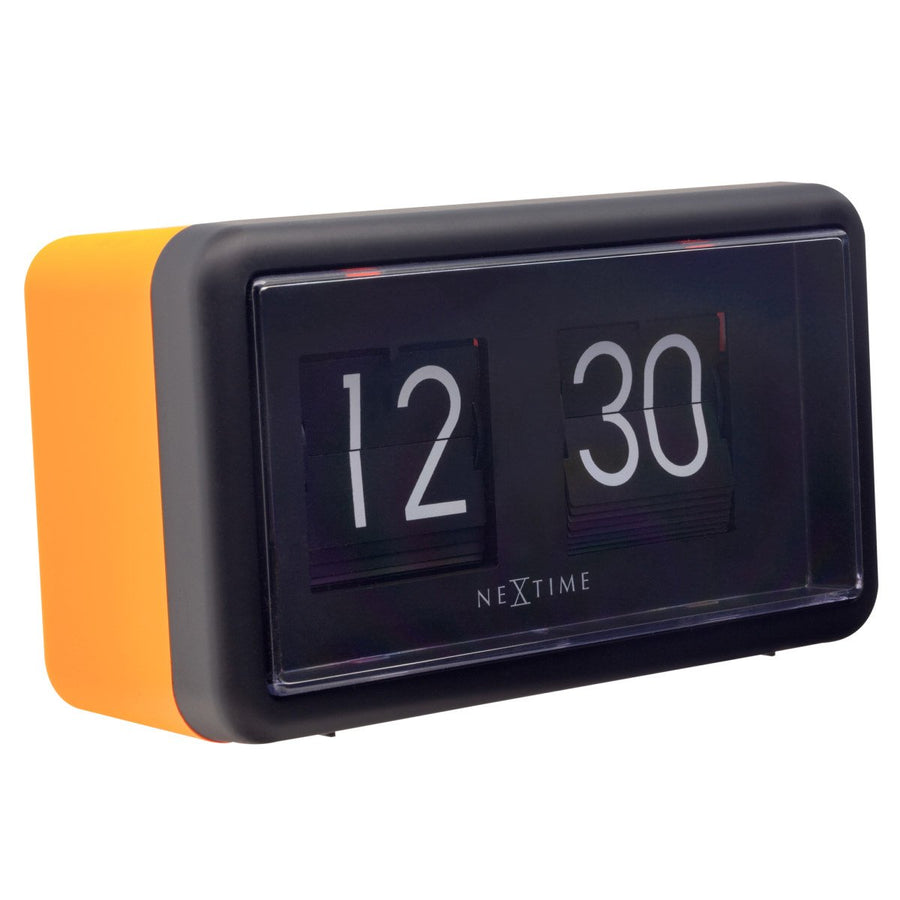 NeXtime Small Flip Wall or Desk Clock Black Orange 18cm 575228OR 1