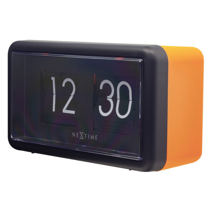 NeXtime Small Flip Wall or Desk Clock Black Orange 18cm 575228OR 2