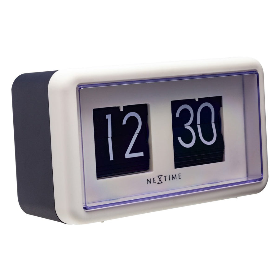 NeXtime Small Flip Wall or Desk Clock White Black 18cm 575228WI 1