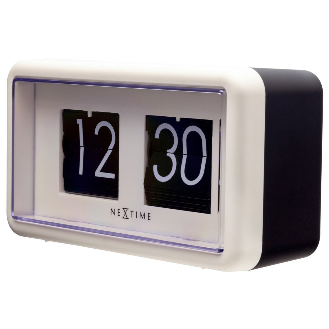 NeXtime Small Flip Wall or Desk Clock White Black 18cm 575228WI 2