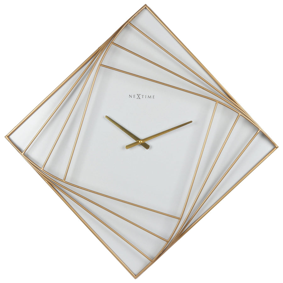 NeXtime Turning Square White and Gold Wall Clock 85cm 573268 1
