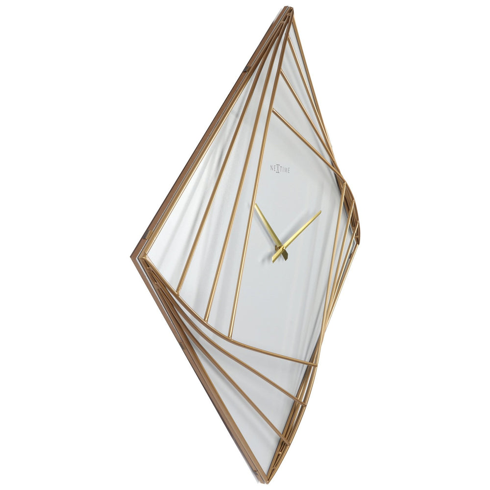 NeXtime Turning Square White and Gold Wall Clock 85cm 573268 2