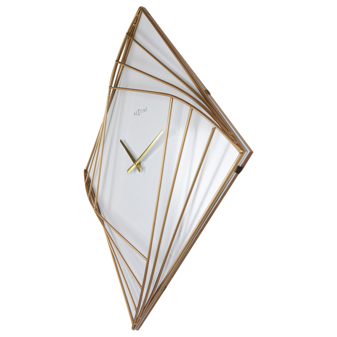 NeXtime Turning Square White and Gold Wall Clock 85cm 573268 3