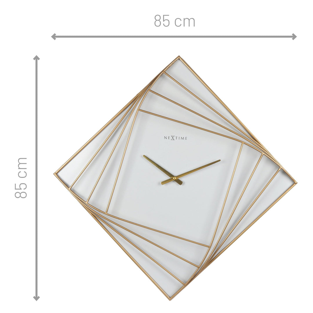 NeXtime Turning Square White and Gold Wall Clock 85cm 573268 4