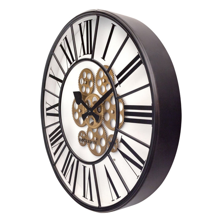 NeXtime William Black White Metal Moving Gears Wall Clock 50cm 573283WI 3