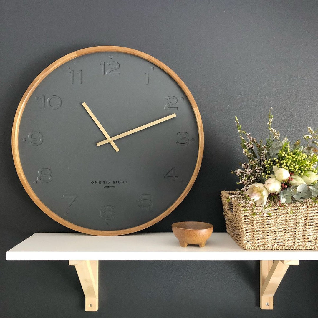 One Six Eight London Freya Wall Clock Charcoal Grey 35cm 21009 6