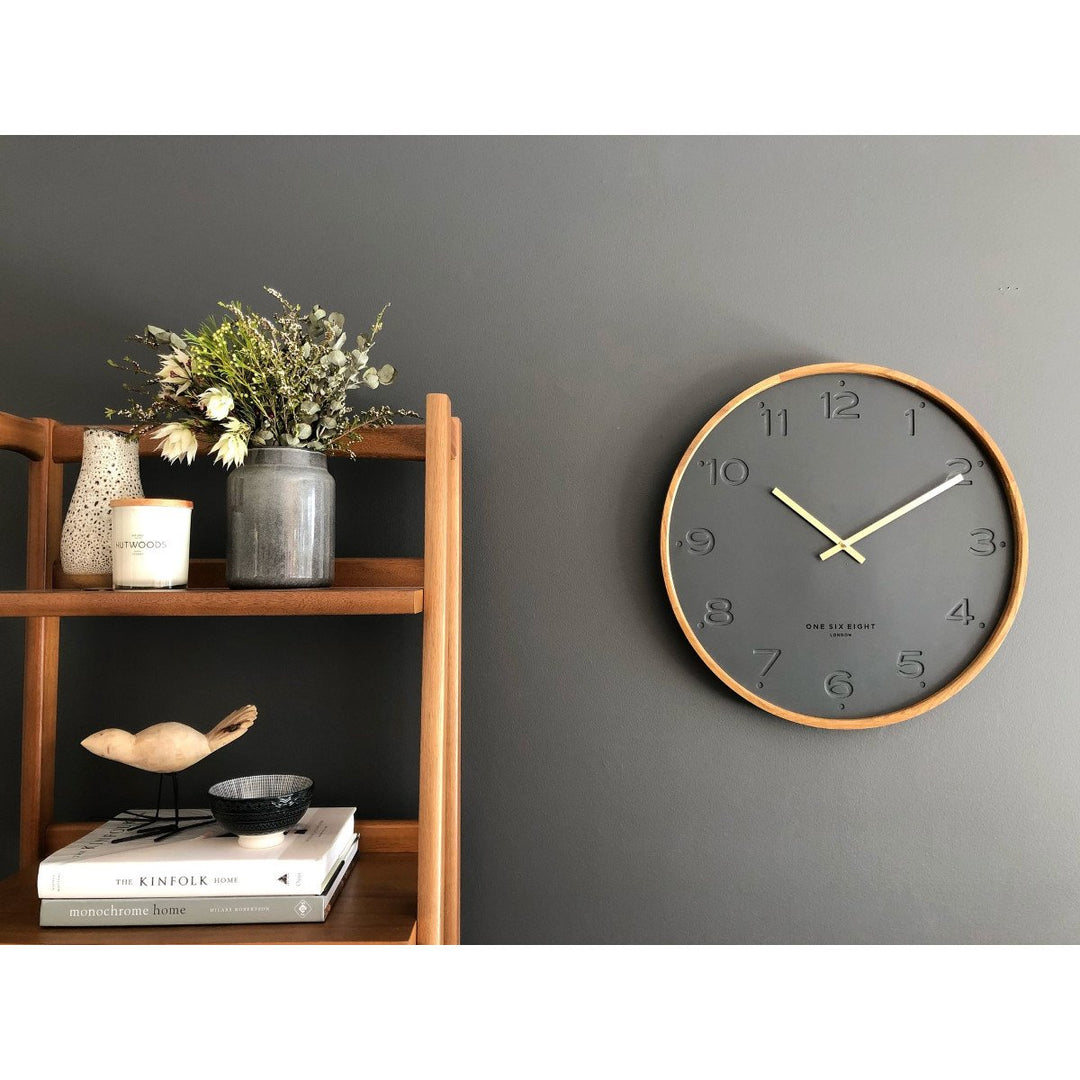 One Six Eight London Freya Wall Clock Charcoal Grey 35cm 21009 8