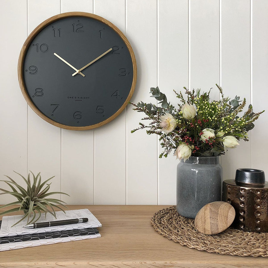 One Six Eight London Freya Wall Clock Charcoal Grey 50cm 21011 1