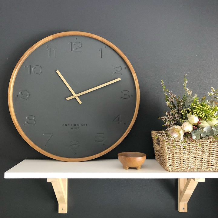 One Six Eight London Freya Wall Clock Charcoal Grey 50cm 21011 5