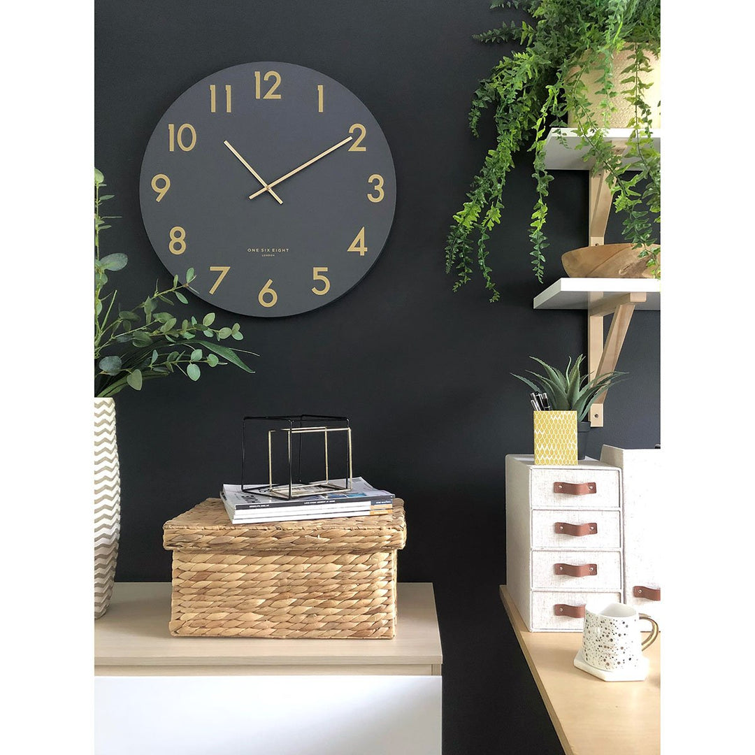 One Six Eight London Jones Wall Clock Charcoal Grey 30cm 22103 5