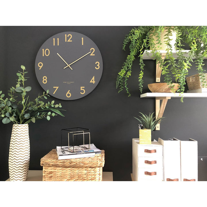 One Six Eight London Jones Wall Clock Charcoal Grey 40cm 22104 1