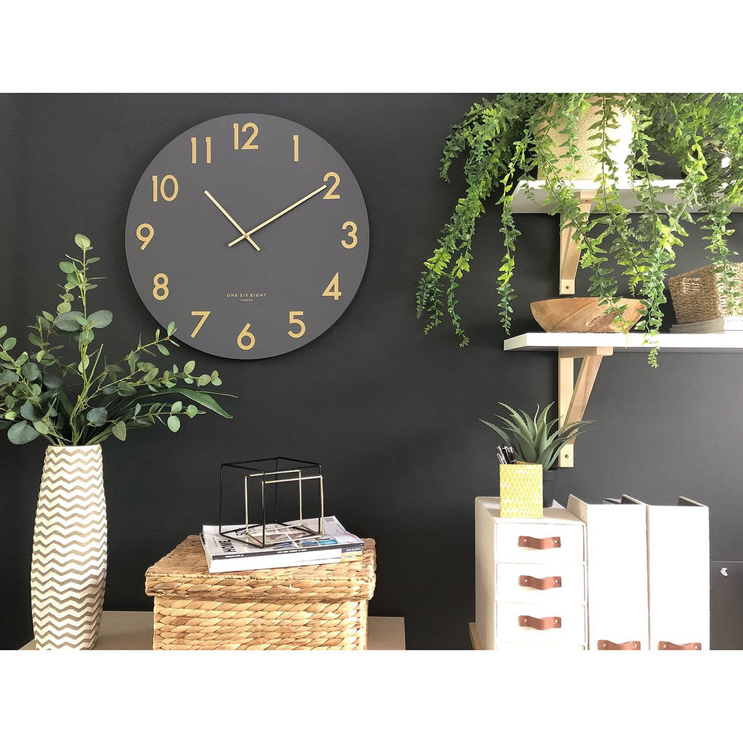 One Six Eight London Jones Wall Clock Charcoal Grey 60cm 22105 1