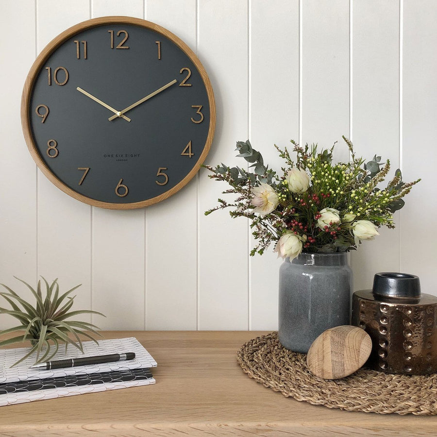 One Six Eight London Scarlett Wall Clock Charcoal Grey 35cm 21005 1