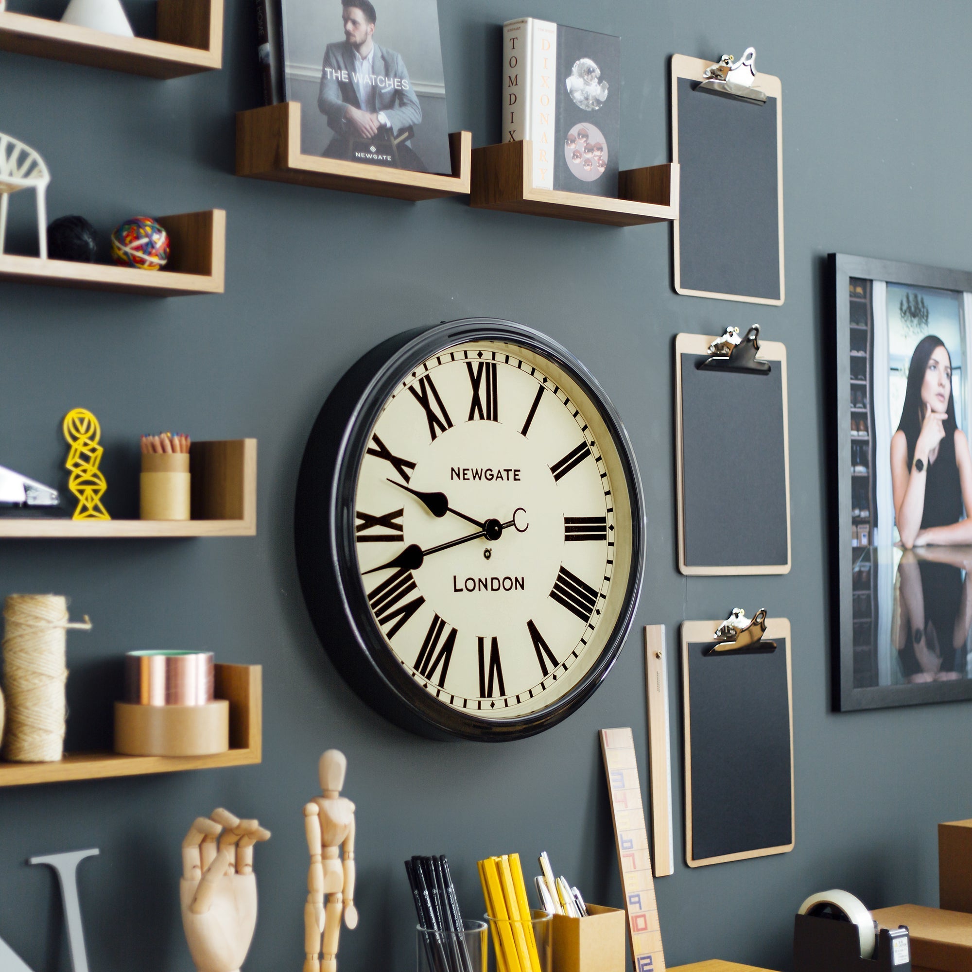 NEWGATE LONDON 掛時計 Battersby Wall Clock Buy Newgate Battersby Wall Clock Black 50cm Online – Oh Clocks