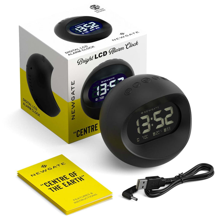 Newgate Centre Of The Earth LCD Alarm Clock Black 12cm NGLCD/COTE1 10
