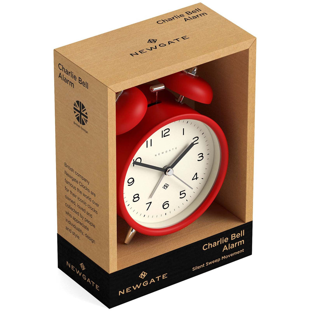 Newgate Charlie Bell Echo Alarm Clock Matte Fire Engine Red 14cm NGCBM134FER 6
