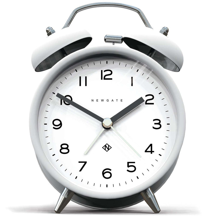 Newgate Charlie Bell Echo Alarm Clock Matte Pebble White 14cm NGCBM134PW 1