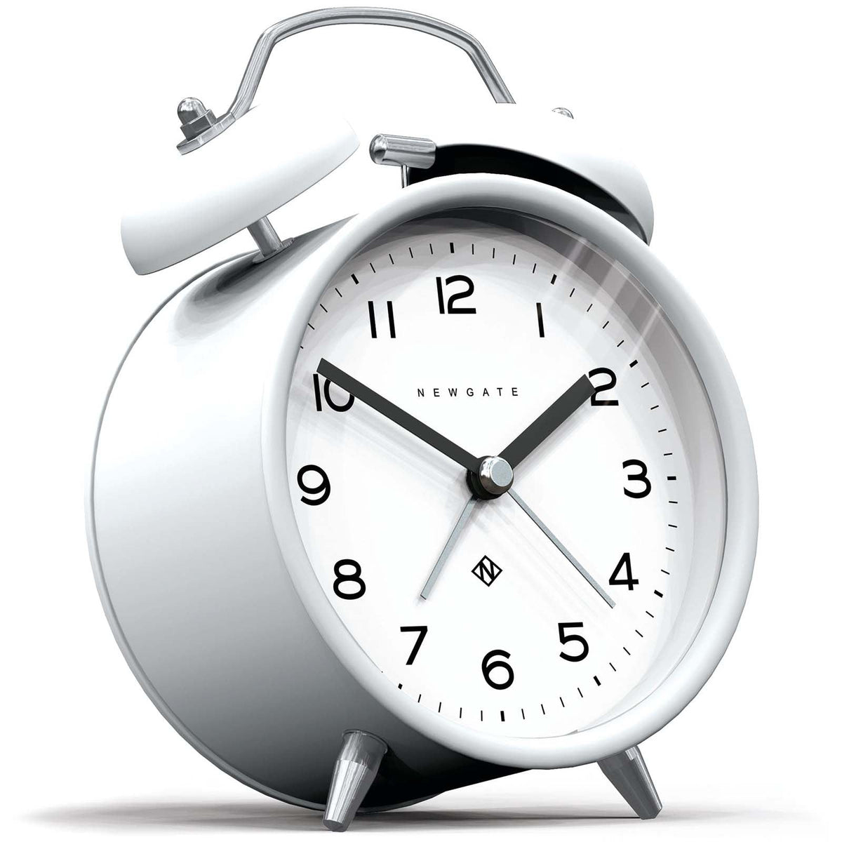 Clock Bell Newgate Charlie Twin Bell Echo Alarm Clock Matte Pebble White – Oh Clocks