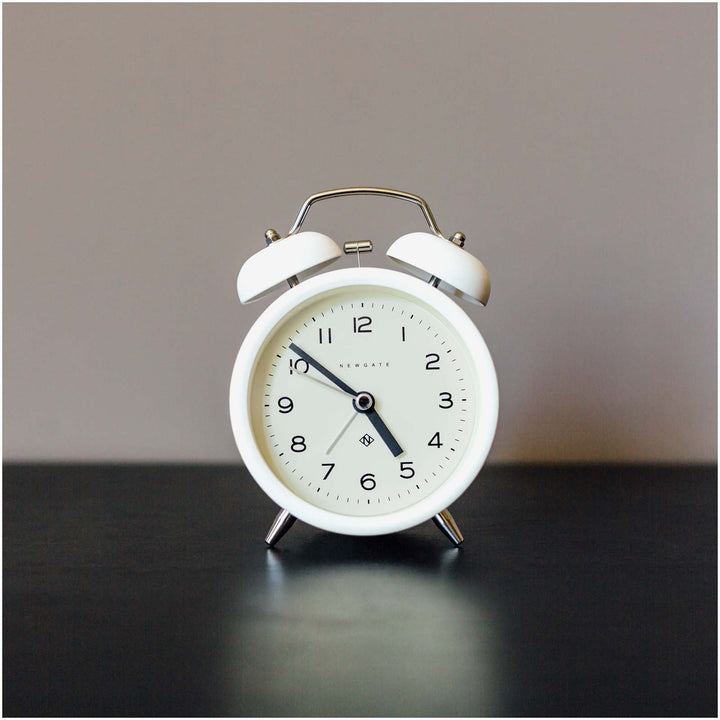 Newgate Charlie Bell Echo Alarm Clock Matte Pebble White 14cm NGCBM134PW 3