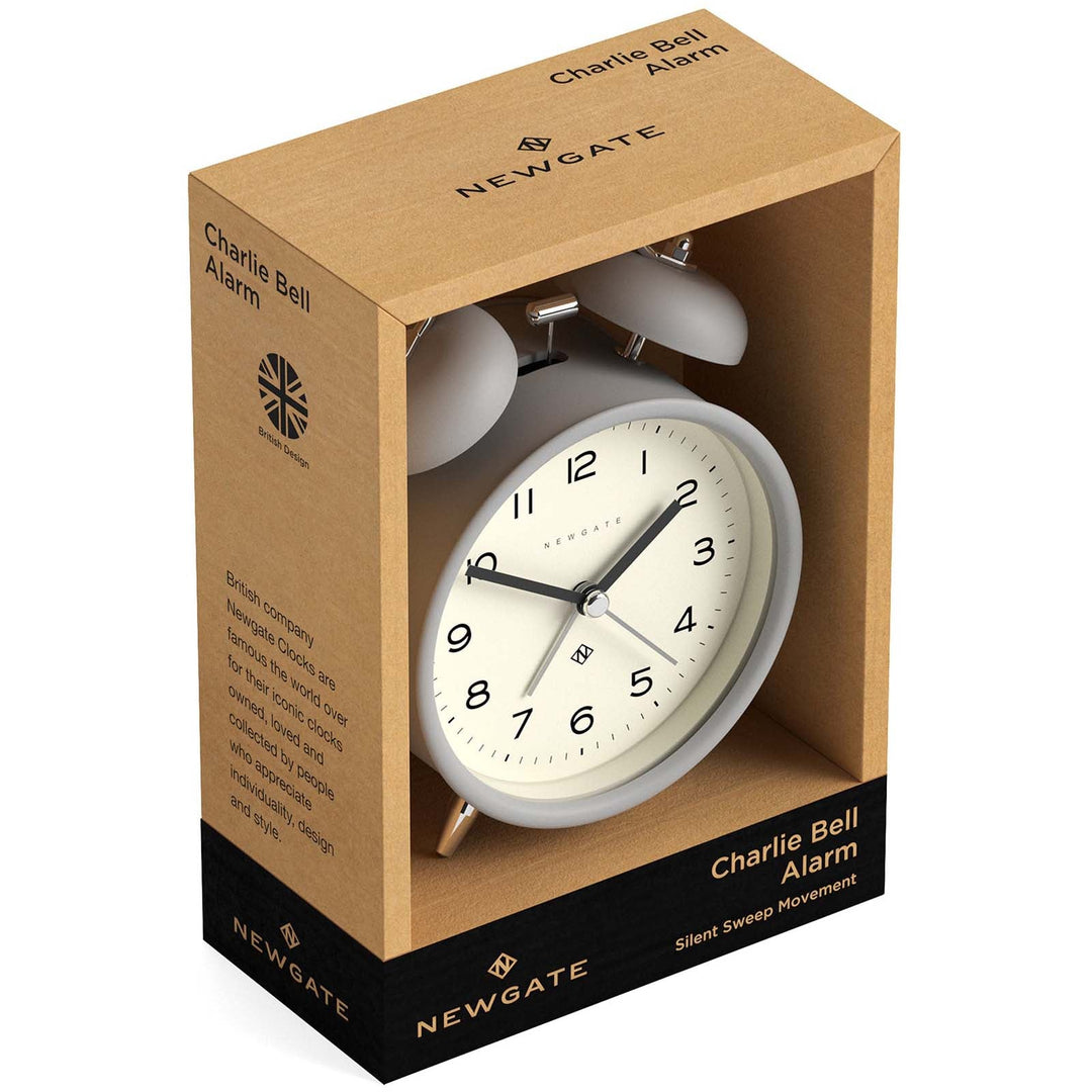 Newgate Charlie Bell Echo Alarm Clock Matte Posh Grey 14cm NGCBM134PGY 6