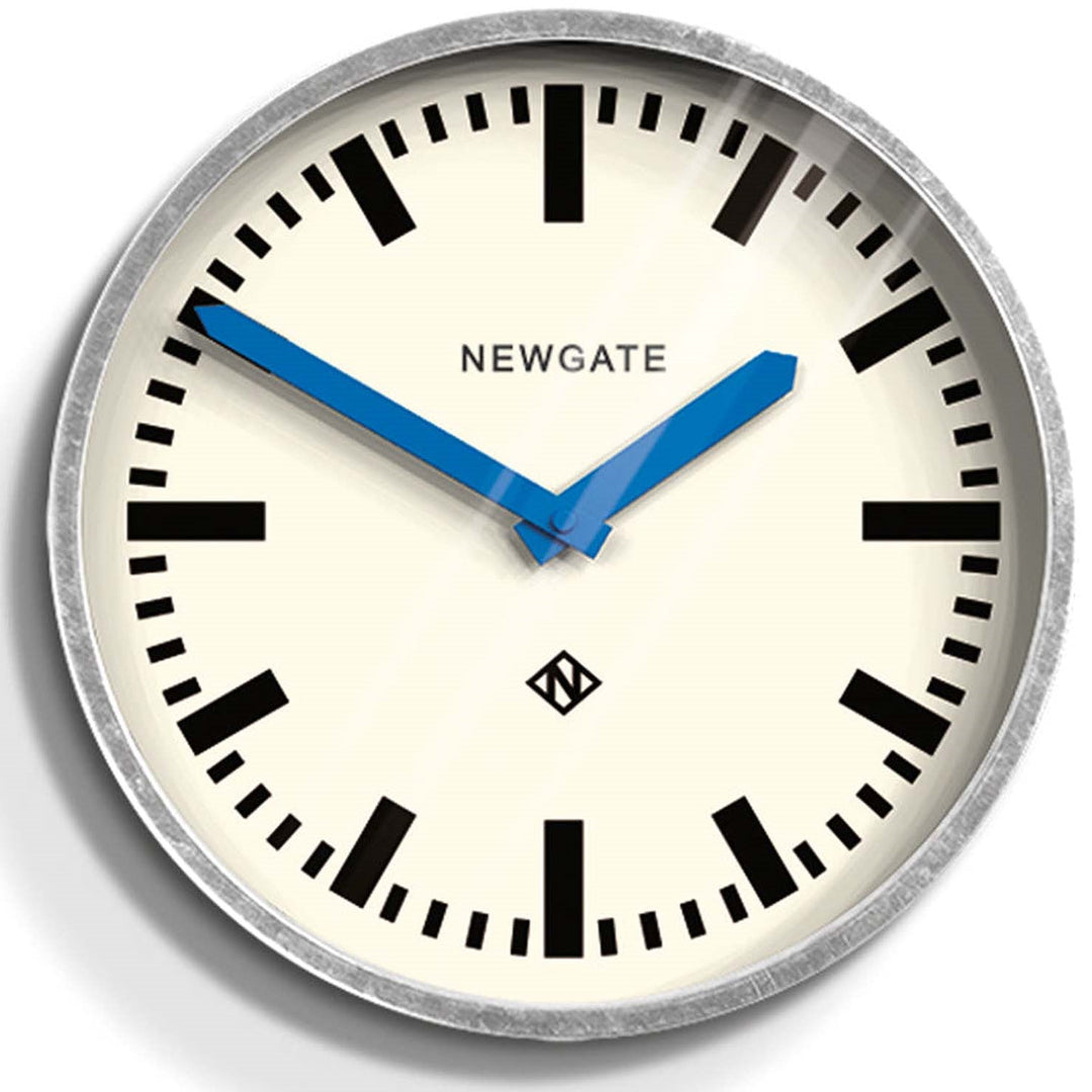 Newgate Luggage Wall Clock Galvanised Blue Hands 30cm NGLUGG667GALBL 1