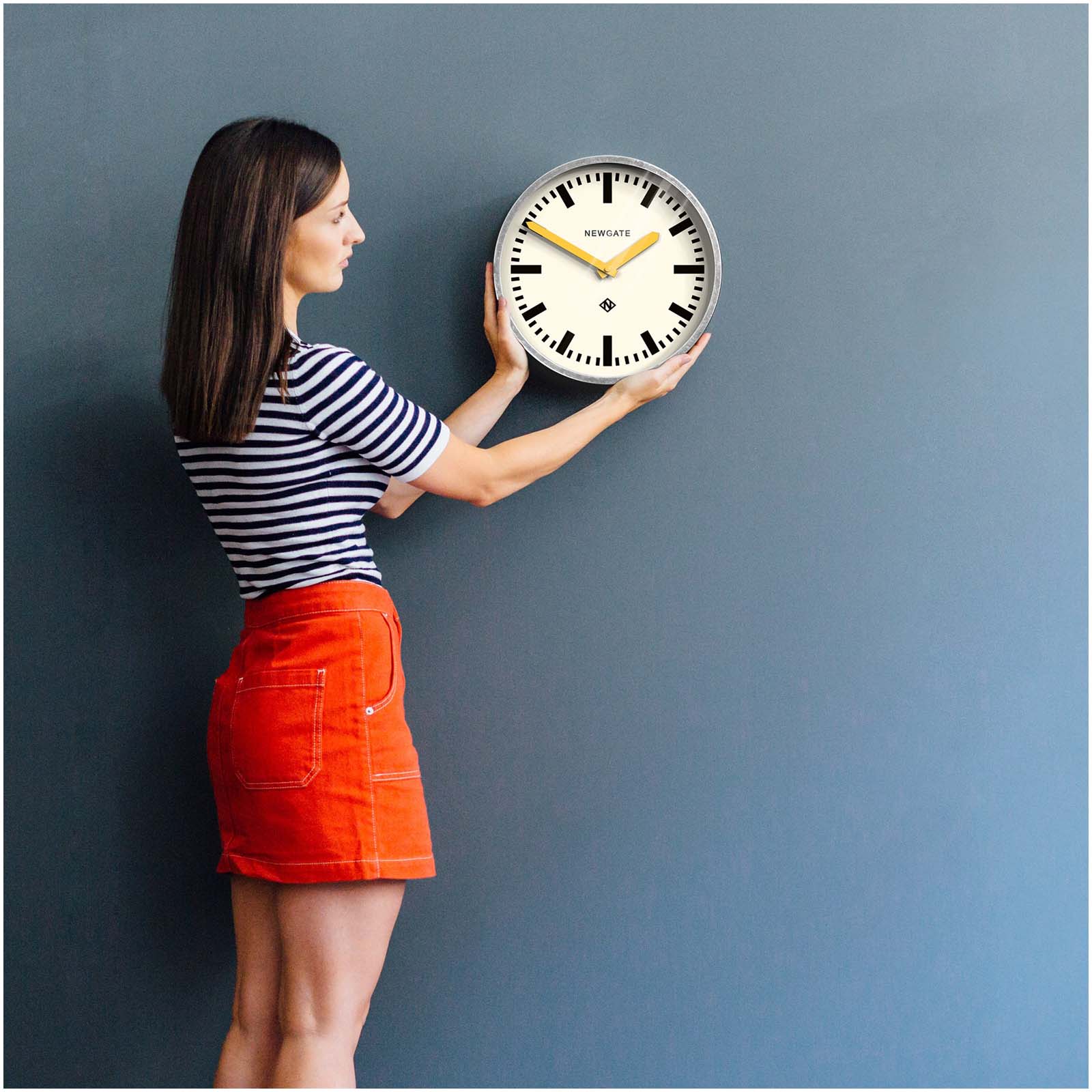 Buy Newgate Luggage Wall Clock Galvanised Yellow Hands 30cm – Oh
