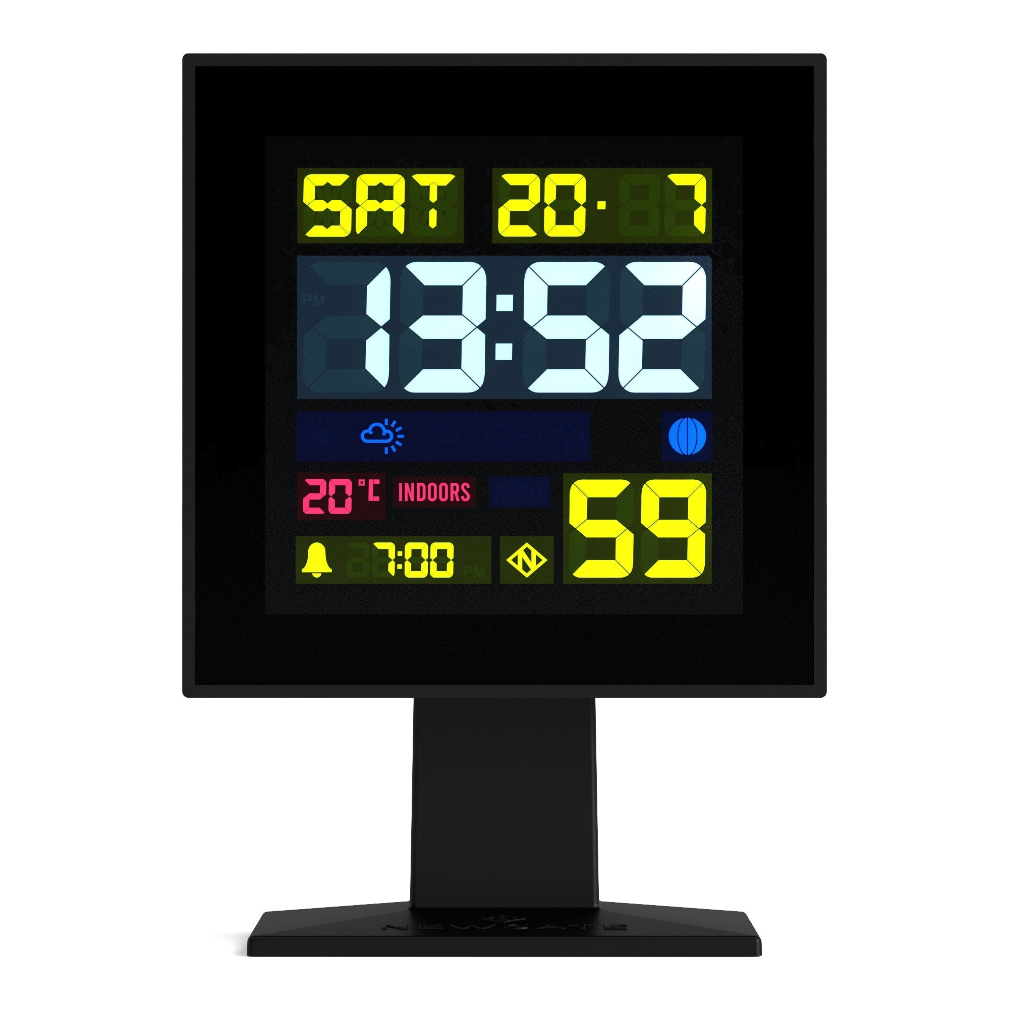 Buy Newgate Monolith Digital LCD Square Alarm Clock Black 14cm