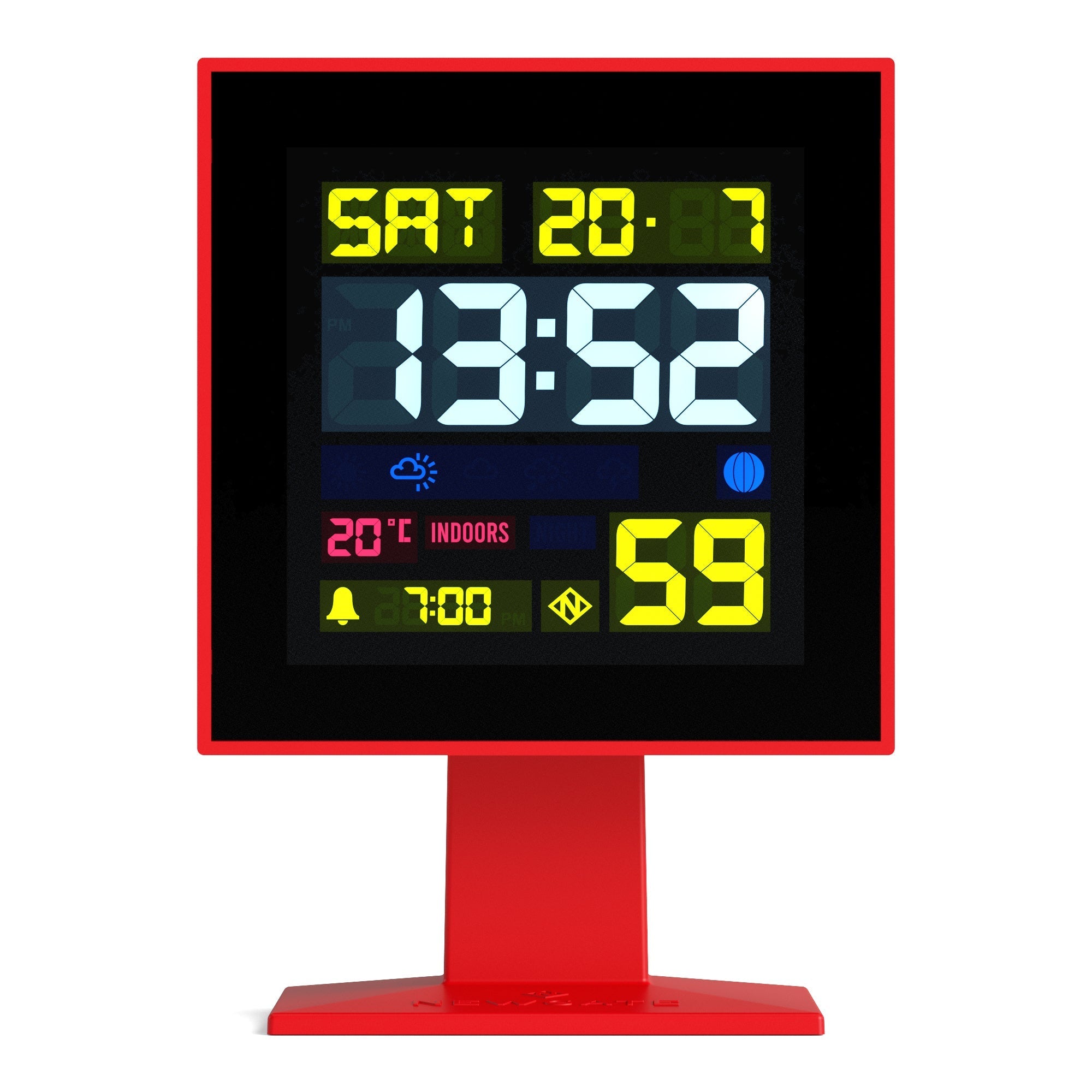 Newgate Monolith Digital LCD Square Alarm Clock Fire Engine Red