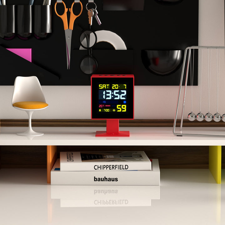 Newgate Monolith Digital LCD Square Alarm Clock Fire Engine Red 14cm NGLCD/MONO3 3