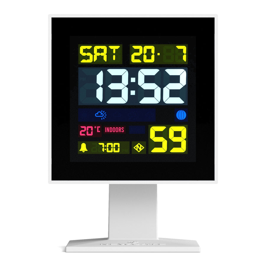 Newgate Monolith Digital LCD Square Alarm Clock White 14cm NGLCD/MONO2 1