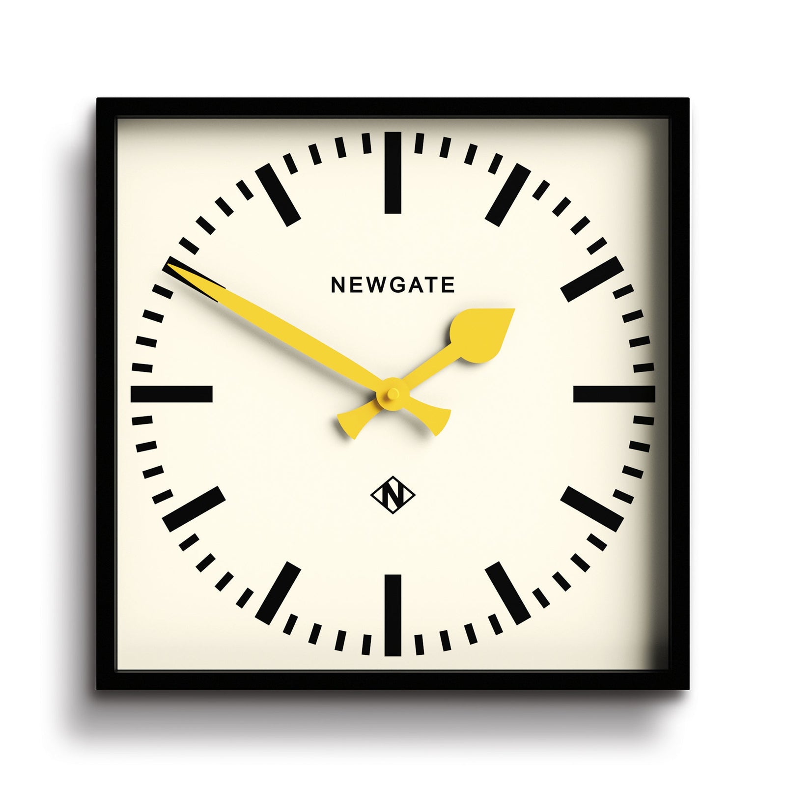 Newgate Number Five Square Station Wall Clock Yellow Hands 34cm NGNUMFIV390KCY 1