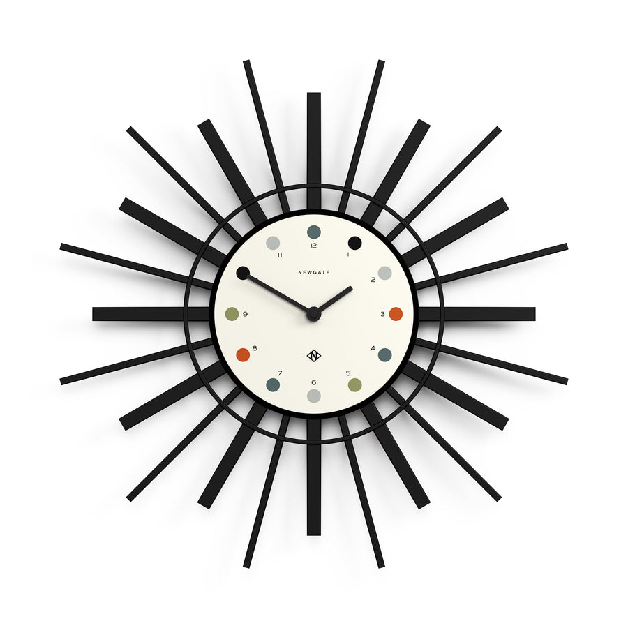 Newgate Stingray Black Sunburst Wall Clock White Dial 44cm NGSTING325K 1