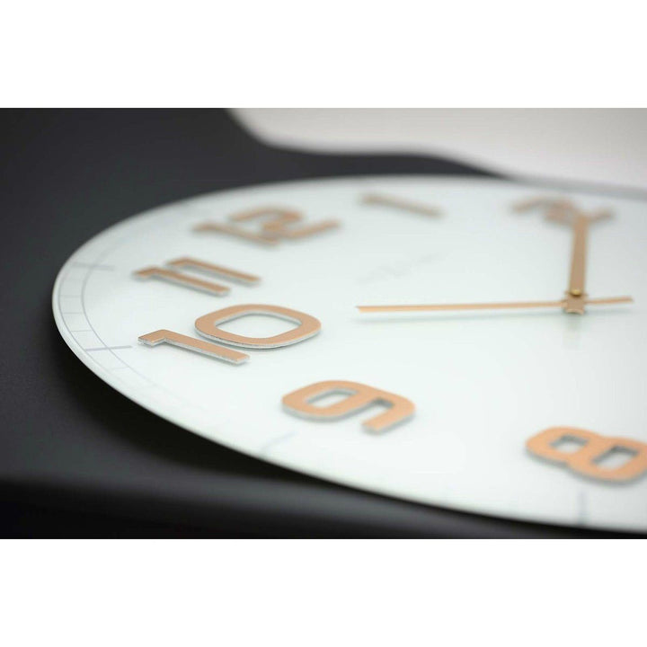 NeXtime Classy Round Glass Wall Clock White Detail 50cm 573105WC