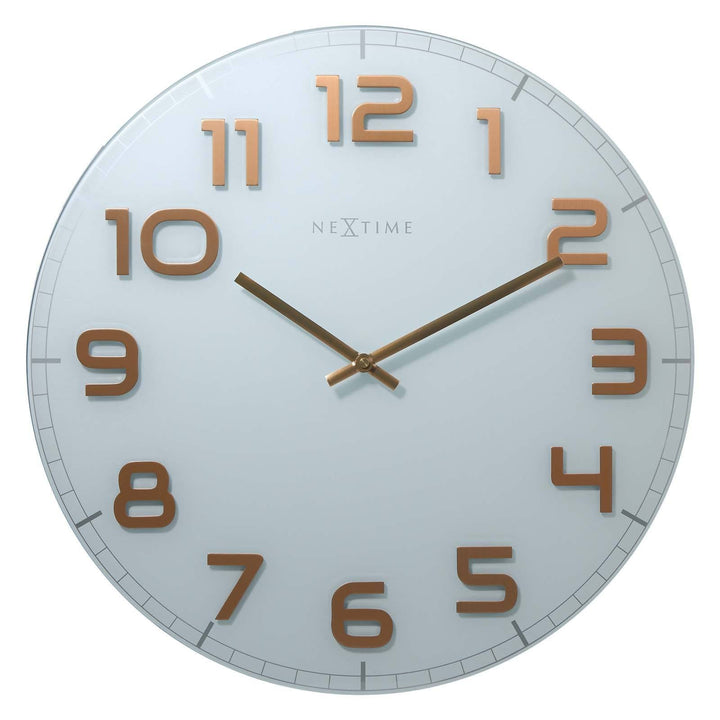 NeXtime Classy Round Glass Wall Clock White Front 50cm 573105WC 