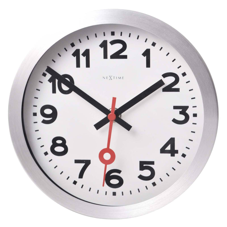 NeXtime Station Aluminium Wall Clock Arabic Front 35cm 573999AR 
