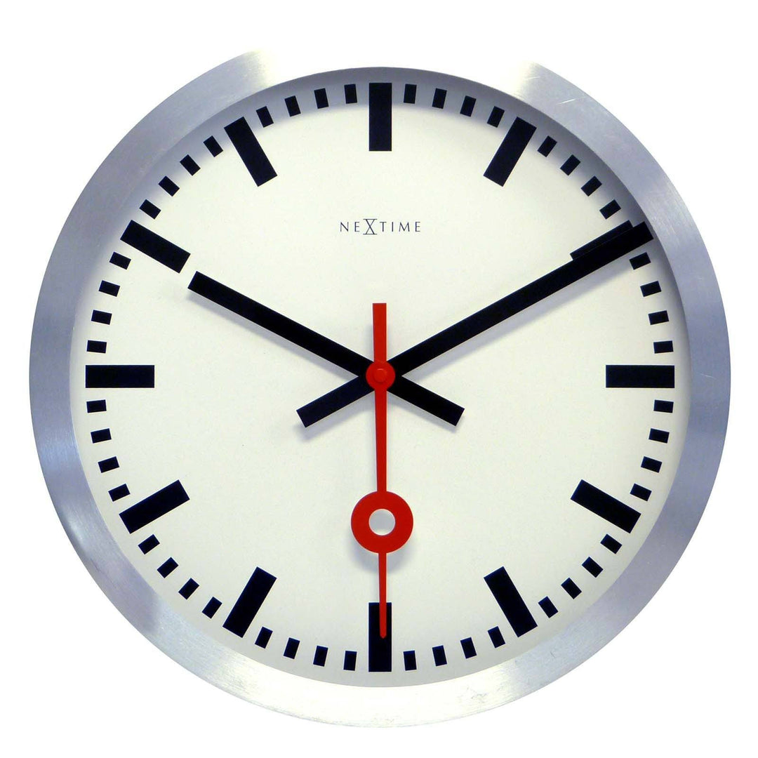 NeXtime Station Aluminium Wall Clock Index Front 35cm 573999ST