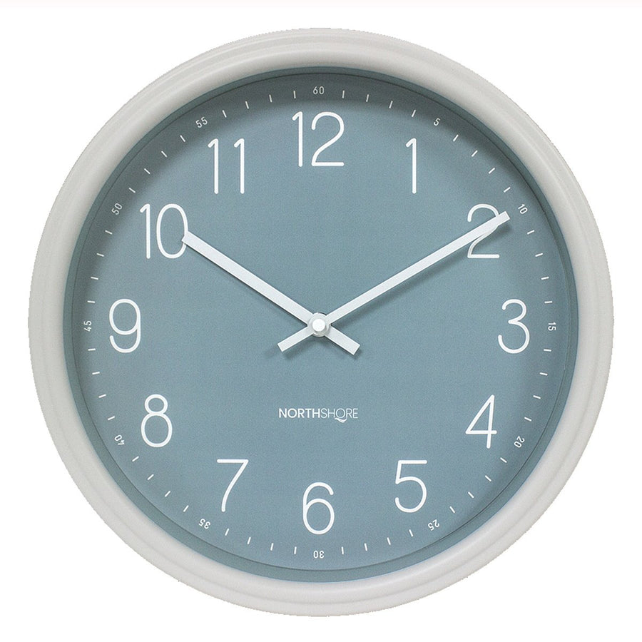 North Shore Mica Classic Wall Clock White Blue 35cm 64002 1