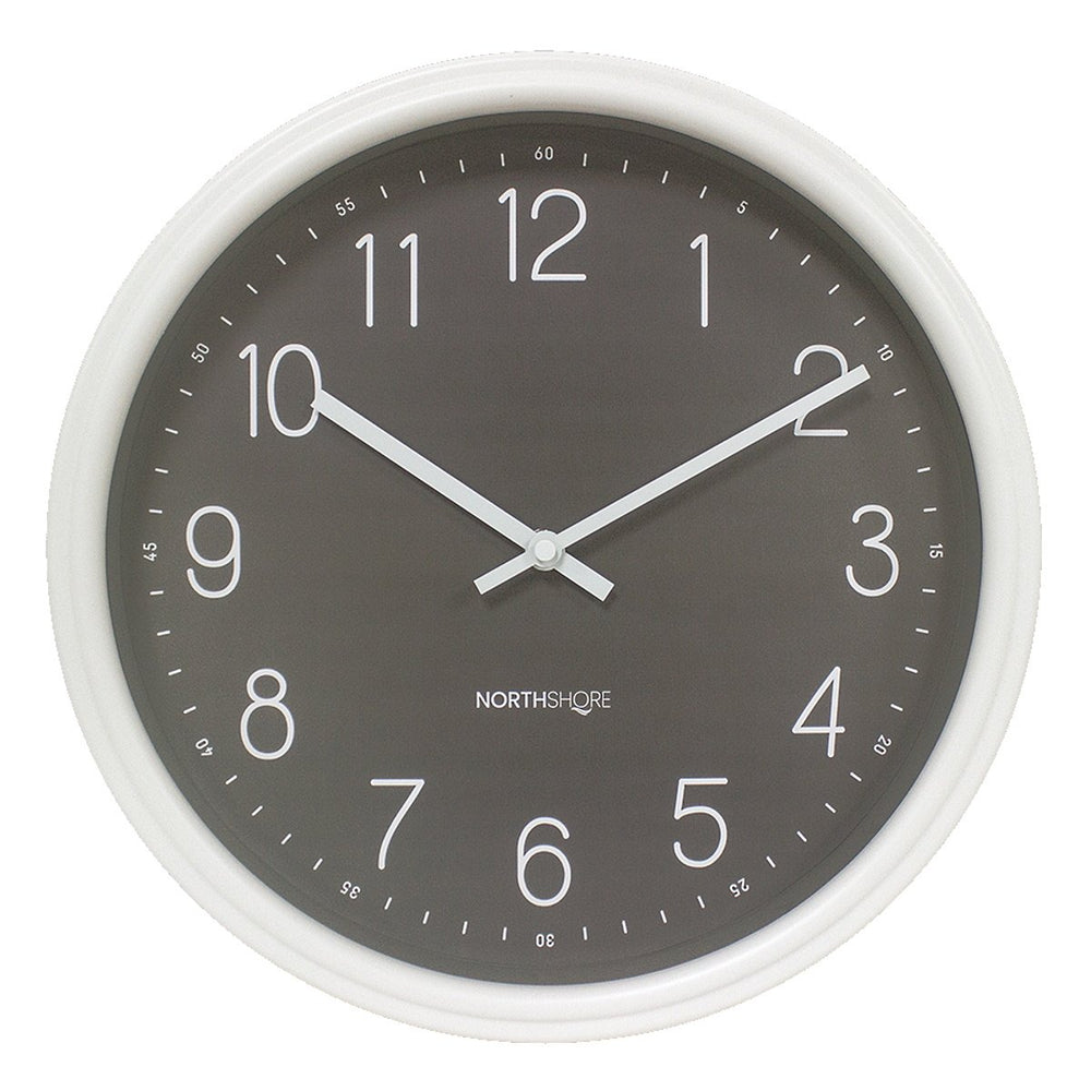 North Shore Mica Classic Wall Clock White Grey 35cm 64001 1