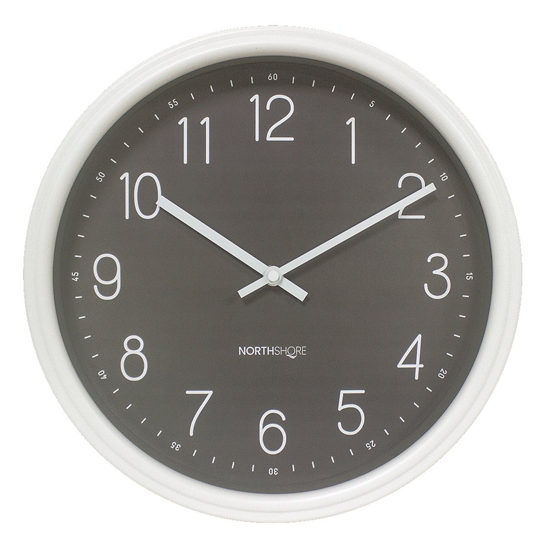 North Shore Mica Classic Wall Clock White Grey 35cm 64001 1