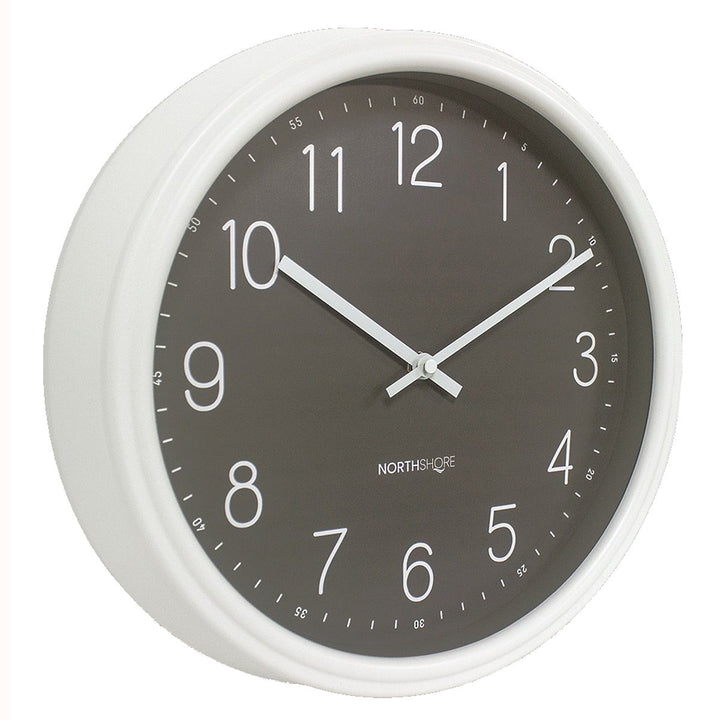 North Shore Mica Classic Wall Clock White Grey 35cm 64001 2