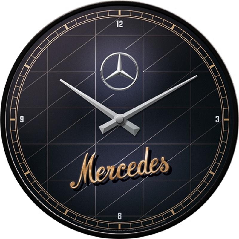 Nostalgic Art Mercedes Benz Wall Clock Silver Gold 30cm 5151098 1