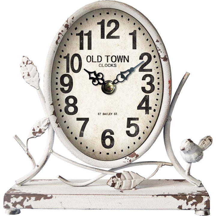 Old Town Antique White Country Table Clock 23cm 11709CLK Front